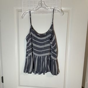 Old Navy Ladies Spaghetti Straps Pullover Top Gray/ White Size XL